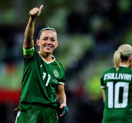 2027 FIFA Women s World Cup European Qualifiers, Polsat Plus Arena, Gdansk, Poland 14 4 2026 Poland vs Republic of Ireland WNT Ireland s Katie McCabe celebrates after the match Katie McCabe celebrates after the match 14 4 2026  Copyright: x INPHO RyanxByrnex RB1_7844