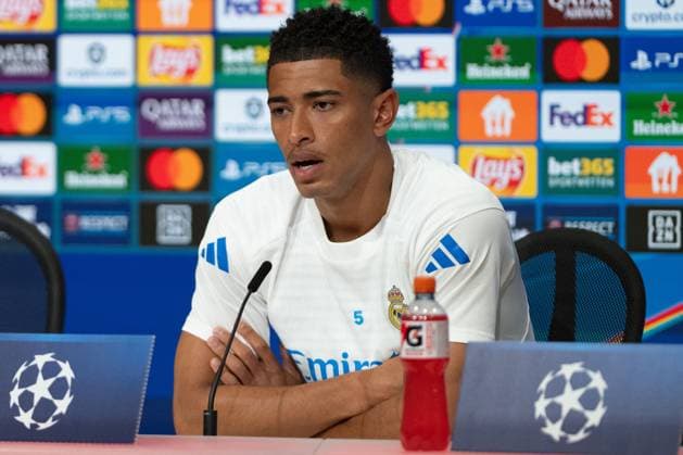 Jude Bellingham 5 (Real Madrid) bei der Pressekonferenz vor dem Spiel, FC Bayern Muenchen vs Real Madrid, Fussball, Champions League, Viertelfinale, 14.04.2026, Muenchen Bayern Deutschland