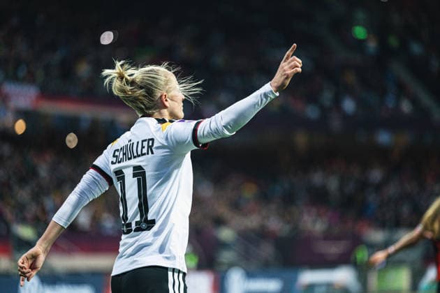 Deutschland: Fußball WM-Qualifikation Europa Frauen 2026, 3. Spieltag - Deutschland vs Österreich - Max-Morlock-Stadion (Nürnberg): Lea Schüller Lea Schuller (Deutsche Frauen Nationalmannschaft, 11) Tor 5:1 Jubel, Emotionen, Freude Copyright: xAylinxKreutzsteinx