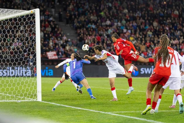 14 04 2026, Zurich, Letzigrund, European Qualifiers Women: Switzerland - Turkey, Aurelie Csillag of Switzerland in action Zurich Letzigrund Zurich Switzerland Copyright: xJustPictures.ch PascalxKesselmarkx jp-en-PaKe-_62B0873