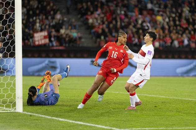 14 04 2026, Zurich, Letzigrund, European Qualifiers Women: Switzerland - Turkey, Aurelie Csillag of Switzerland scoring her second goal Zurich Letzigrund Zurich Switzerland Copyright: xJustPictures.ch PascalxKesselmarkx jp-en-PaKe-_62B0907