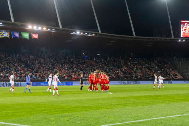 14 04 2026, Zurich, Letzigrund, European Qualifiers Women: Switzerland - Turkey, team Switzerland celebrating their goal Zurich Letzigrund Zurich Switzerland Copyright: xJustPictures.ch PascalxKesselmarkx jp-en-PaKe-_62B0987