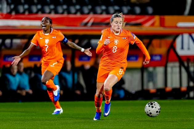 BREDA - Netherlands player Wieke Kaptein during the European qualifying match between the Netherlands and France at Rat Verlegh Stadium on April 14 in Breda, the Netherlands. (Photo by DeFodi Images) -