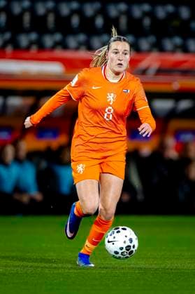 BREDA - Netherlands player Wieke Kaptein during the European qualifying match between the Netherlands and France at Rat Verlegh Stadium on April 14 in Breda, the Netherlands. (Photo by DeFodi Images) -