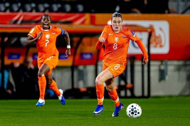 BREDA - Netherlands player Wieke Kaptein during the European qualifying match between the Netherlands and France at Rat Verlegh Stadium on April 14 in Breda, the Netherlands. (Photo by DeFodi Images) -