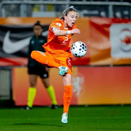 BREDA - Netherlands player Lynn Wilms during the European qualifying match between the Netherlands and France at Rat Verlegh Stadium on April 14 in Breda, the Netherlands. (Photo by DeFodi Images) -