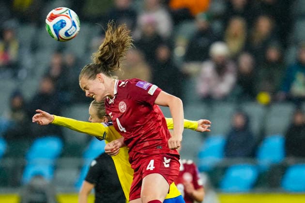 GOTHENBURG, SWEDEN 20260414 Denmark s Emma Skou Faerge nods during Tuesday s World Cup qualifying soccer match between Sweden and Denmark at Gamla Ullevi in Gothenburg. GÖTEBORG SWEDEN x9200x