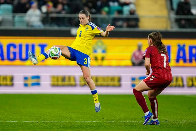 GOTHENBURG, SWEDEN 20260414 Sweden s Sofia Reidy during Tuesday s soccer match in the World Cup qualifier between Sweden and Denmark at Gamla Ullevi in Gothenburg. GÖTEBORG SWEDEN x9200x