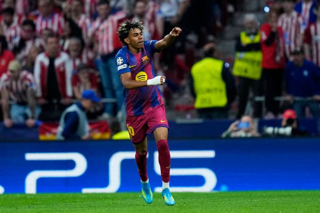 ESP: Atletico de Madrid - FC Barcelona, Barca UEFA Champions League. Quarter-Finals, second leg. Lamine Yamal of FC Barcelona celebrates after scoring the 0-1 during the UEFA Champions League match, Quarter-Finals, second leg, between Atletico de Madrid and FC Barcelona played at Riyadh Metropolitano Stadium on April 14, 2026 in Madrid. kpng Copyright: xCesarxCebollax xPRESSINPHOTOx PS_260416_BAR_ATM_2526_012