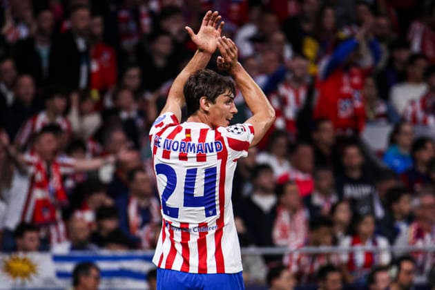 Atletico de Madrid vs. FC Barcelona, Barca on the 2025 26 UEFA Champions League Quarter-Final Second Leg match UEFA champions league - Atletico de Madrid vs FC Barcelona, MADRID, SPAIN, 14 April: Le Normand of FC Bar during the UEFA Champions League 2025 26 Quarter-Final second Leg match between Atletico de Madrid and FC Barcelona at Riyadh Air Metropolitano Stadium. Madrid Madrid Spain Copyright: xAlejandroxMatiasx