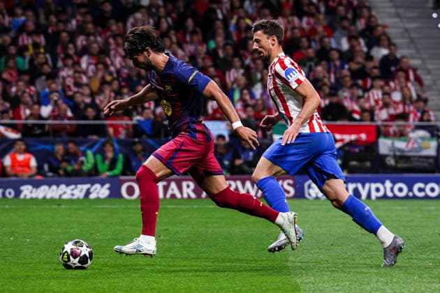 Atletico de Madrid vs. FC Barcelona, Barca on the 2025 26 UEFA Champions League Quarter-Final Second Leg match UEFA champions league - Atletico de Madrid vs FC Barcelona, MADRID, SPAIN, 14 April: Ferran Torres celebrates his goal during the UEFA Champions League 2025 26 Quarter-Final second Leg match between Atletico de Madrid and FC Barcelona at Riyadh Air Metropolitano Stadium. Madrid Madrid Spain Copyright: xAlejandroxMatiasx