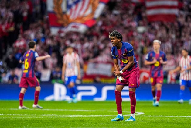 April 14, 2026, Madrid, Madrid, Spain: Lamine Yamal of FC Barcelona, Barca celebrates a goal during the UEFA Champions League 2025 26 Quarter-Final Second Leg match between Atletico de Madrid and FC Barcelona at Riyadh Air Metropolitano on April 14, 2026, in Madrid, Spain. Atletico De Madrid V FC Barcelona - UEFA Champions League 2025 26 Quarter-Final Second Leg  - ZUMAa181 20260414_zaa_a181_231 Copyright: xOscarxJ.xBarrosox