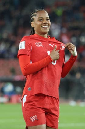 Frauen Schweiz - Tuerkei Torjubel Aurelie Csillag (Schweiz) 14.04.2026 Stadion Letzigrund Zuerich, SCHWEIZ, Saison 2025 2026 Frauen Fussball Nationalmannschaft WM Qualifikation Schweiz - Tuerkei Torjubel Aurelie Csillag (Schweiz) beim Treffer zum 1:0