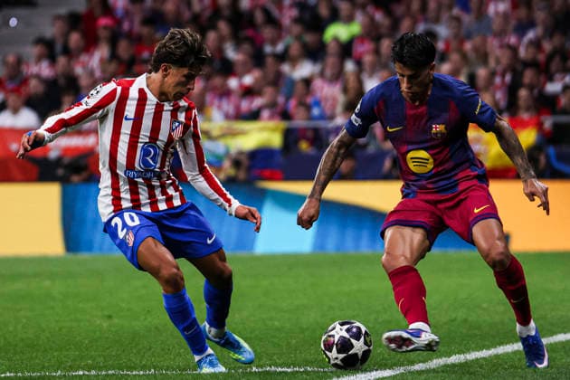 Atletico de Madrid vs. FC Barcelona, Barca on the 2025 26 UEFA Champions League Quarter-Final Second Leg match UEFA champions league - Atletico de Madrid vs FC Barcelona, MADRID,SPAIN, 14 April: Joao Cancelo of FC Barcelona during the UEFA Champions League 2025 26 Quarter-Final second Leg match between Atletico de Madrid and FC Barcelona at Riyadh Air Metropolitano Stadium. Madrid Madrid Spain Copyright: xAlejandroxMatiasx