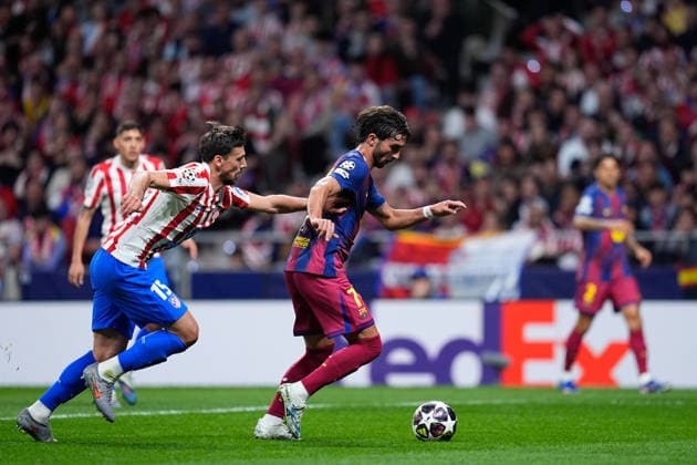April 14, 2026, Madrid, Madrid, Spain: Ferran Torres of FC Barcelona, Barca and Clement Lenglet of Atletico de Madrid compete for the ball during the UEFA Champions League 2025 26 Quarter-Final Second Leg match between Atletico de Madrid and FC Barcelona at Riyadh Air Metropolitano on April 14, 2026, in Madrid, Spain. Atletico De Madrid V FC Barcelona - UEFA Champions League 2025 26 Quarter-Final Second Leg  - ZUMAa181 20260414_zaa_a181_255 Copyright: xDennisxAgyemanx