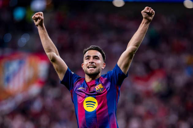 Atletico de Madrid v FC Barcelona, Barca - UEFA Champions League 2025 26 Quarter-Final Second Leg MADRID, SPAIN - APRIL 14: Eric Garcia of FC Barcelona celebrates a goal during the UEFA Champions League 2025 26 Quarter-Final Second Leg match between Atletico de Madrid and FC Barcelona at Estadio Riyadh Air Metropolitano on April 14, 2026 in Madrid, Spain. Madrid Estadio Riyadh Air Metropolitano Madrid Spain Copyright: xAlbertoxGardinx AGardin_20260414_Foot_Champ_Atl_Mad_Bar_8