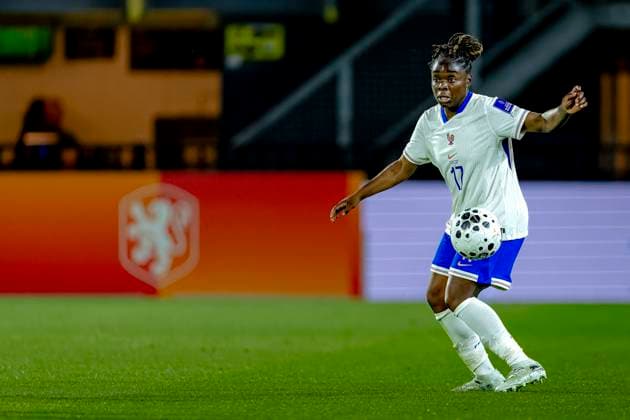 BREDA - France player Sandy Baltimore during the European qualifying match between the Netherlands and France at Rat Verlegh Stadium on April 14 in Breda, the Netherlands. (Photo by DeFodi Images) -