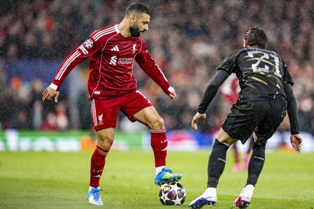 Liverpool v Paris Saint-Germain - UEFA Champions League 2025 26 LIVERPOOL, ENGLAND- APRIL 14: Mohamed Salah of Liverpool during a UEFA Champions League 2025 26 match between Liverpool and Paris Saint-Germain in Liverpool on April 14, 2026 (Photo by Will Palmer Sports Press Photo) LiverpoolUnited Kingdom  Copyright: xWillxPalmer SportsxPressxPhotox