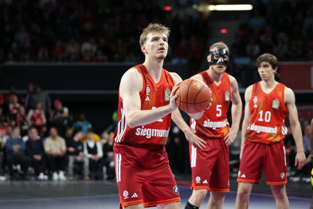 Justuz Hollatz (FC Bayern Basketball, 21), GER, FC Bayern Basketball vs. MHP Riesen Ludwigsburg, Basketball, easycredit Basketball Bundesliga, 13. Spieltag, Saison 2025 2026, 14.04.2026, GER, FC Bayern Basketball vs. MHP Riesen Ludwigsburg, Basketball, easycredit Basketball Bundesliga, 13. Spieltag, Saison 2025 2026, 14.04.2026 Muenchen Copyright: xEibner-Pressefoto JennixMaulx EP_JML