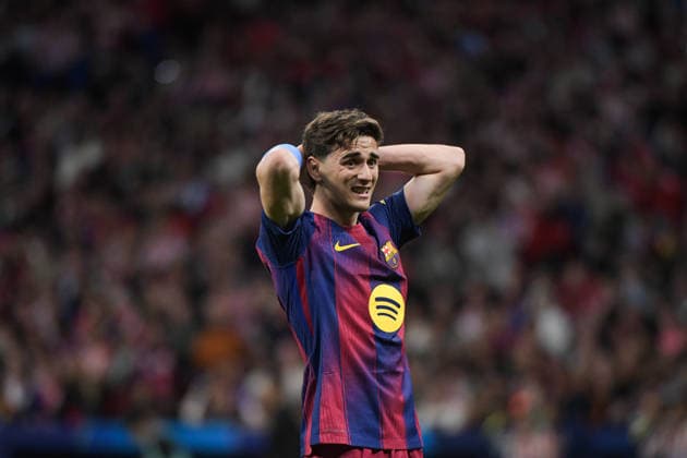 UEFA Champions League Quarter Finals Atletico Madrid v Barcelona Pablo Gavi of FC Barcelona, Barca during the UEFA Champions League Quarter Finals match Atletico Madrid vs Barcelona at Riyadh Air Metropolitano, Madrid, Spain on 14 April 2026 (Photo by Samuel Carreno News Images) Madrid Riyadh Air Metropolitano Madrid Spain Copyright: xSamuelxCarreno NewsxImagesx