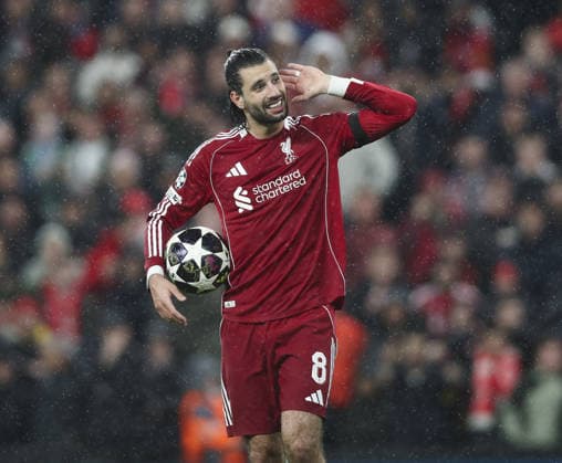 Liverpool v PSG, UEFA Champions League, Quater Final, 2nd Leg 14.04.26 Liverpool v PSG, UEFA Champions League, Quater Final, 2nd Leg Bradley Ormesher The Times Dominik Szoboszlai of Liverpool  Copyright: xBradleyxOrmesherx NINTCHDBPICT001073556194