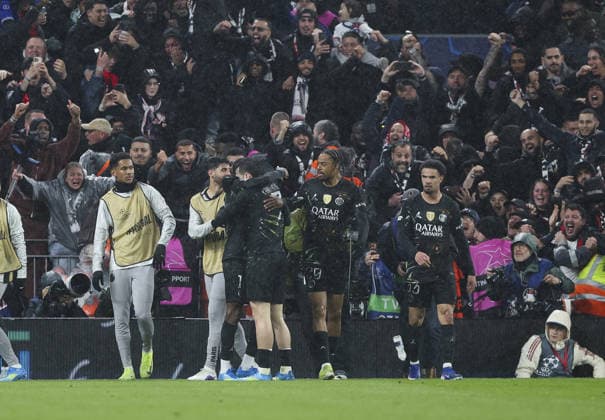 Liverpool v PSG, UEFA Champions League, Quater Final, 2nd Leg 14.04.26 Liverpool v PSG, UEFA Champions League, Quater Final, 2nd Leg Bradley Ormesher The Times Ousmane Dembélé of PSGcelebrates scoring his teams 1st goal 0-1  Copyright: xBradleyxOrmesherx NINTCHDBPICT001073556620