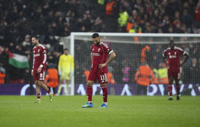 Liverpool v PSG, UEFA Champions League, Quater Final, 2nd Leg 14.04.26 Liverpool v PSG, UEFA Champions League, Quater Final, 2nd Leg Bradley Ormesher The Times Mohamed Salah of Liverpool after Ousmane Dembélé of PSG goal 0-1  Copyright: xBradleyxOrmesherx NINTCHDBPICT001073556883