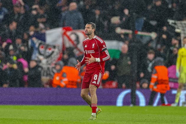 Football - UEFA Champions League - Quarter-Final - 2nd Leg - Liverpool FC v Paris Saint-Germain FC LIVERPOOL, ENGLAND - Tuesday, April 14, 2026: Liverpool s Dominik Szoboszlai reacts to conceding the first goal during the UEFA Champions League Quarter-Final 2nd Leg match between Liverpool FC and Paris Saint-Germain FC at Anfield. (Photo by David Rawcliffe Propaganda) LIVERPOOL Anfield MERSEYSIDE ENGLAND  Copyright: xDavidxRawcliffex P2026-04-14-Liverpool_PSG-107