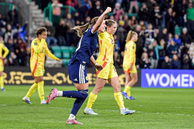 Scotland Women v Belgium Women FIFA Women s World Cup 2027 Qualifier Kathleen McGovern of Scotland Women celebrates her goal during the FIFA Women s World Cup 2027 Qualifier Group H match at Easter Road, Edinburgh 14 04 2026 UK Newspapers OUT Copyright: xJamiexJohnstonx FIL-23286-0152