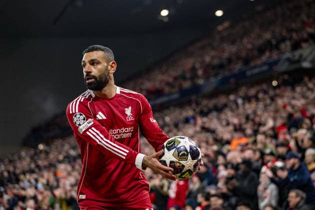 Liverpool v Paris Saint-Germain - UEFA Champions League 2025 26 LIVERPOOL, ENGLAND- APRIL 14: Mohamed Salah of Liverpool during a UEFA Champions League 2025 26 match between Liverpool and Paris Saint-Germain in Liverpool on April 14, 2026 (Photo by Will Palmer Sports Press Photo) LiverpoolUnited Kingdom  Copyright: xWillxPalmer SportsxPressxPhotox