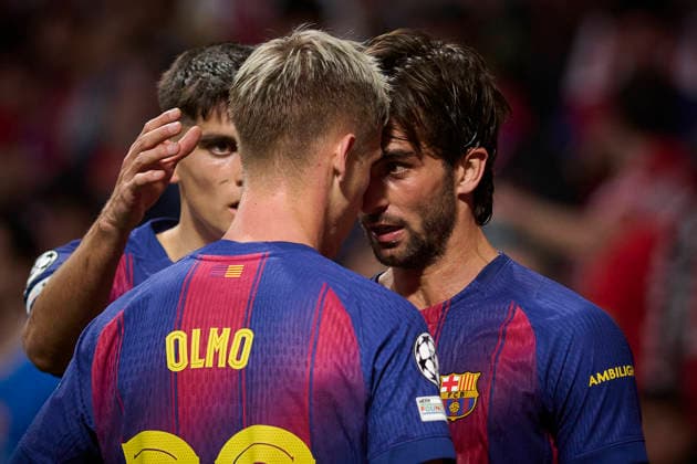 Atletico de Madrid v FC Barcelona, Barca - UEFA Champions League 2025 2026 - Quarter-final, 2nd leg FC Barcelona™sDani Olmo (l) and Ferran Torres celebrate a goal during Champions League 2025 2026, quarter-final, 2nd leg, April 14 ,2026. (ALTERPHOTOS Ropero) MadridSpain  Copyright: xRoperox
