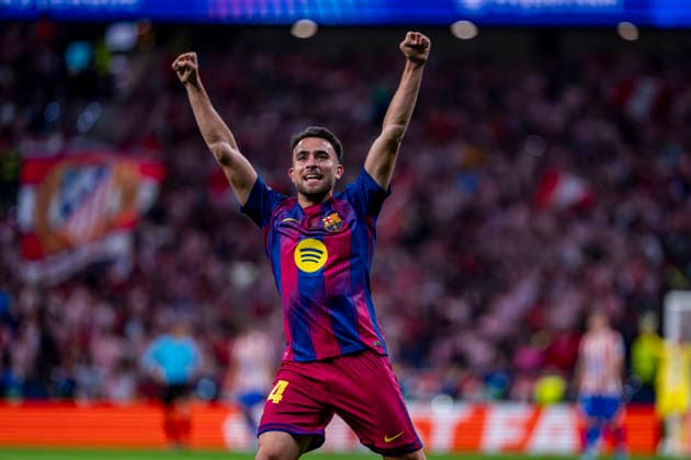 Atletico de Madrid v FC Barcelona, Barca - UEFA Champions League 2025 26 Quarter-Final Second Leg MADRID, SPAIN - APRIL 14: Eric Garcia of FC Barcelona celebrates a goal during the UEFA Champions League 2025 26 Quarter-Final Second Leg match between Atletico de Madrid and FC Barcelona at Estadio Riyadh Air Metropolitano on April 14, 2026 in Madrid, Spain. Madrid Estadio Riyadh Air Metropolitano Madrid Spain Copyright: xAlbertoxGardinx AGardin_20260414_Foot_Champ_Atl_Mad_Bar_41