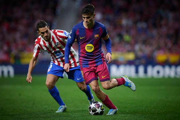 Atletico de Madrid v FC Barcelona, Barca - UEFA Champions League 2025 2026 - Quarter-final, 2nd leg Atletico de Madrid s Koke Resurreccion (l) and FC Barcelona™s Pedri Gonzalez during Champions League 2025 2026, quarter-final, 2nd leg, April 14 ,2026. (ALTERPHOTOS Ropero) MadridSpain  Copyright: xRoperox