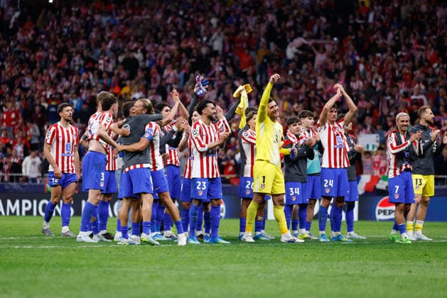 April 14, 2026, Madrid, Madrid, Spain: Players of Atletico de Madrid celebrate the victory during the UEFA Champions League 2025 26 Quarter-Final Second Leg match between Atletico de Madrid and FC Barcelona, Barca at Riyadh Air Metropolitano on April 14, 2026, in Madrid, Spain. Atletico De Madrid V FC Barcelona - UEFA Champions League 2025 26 Quarter-Final Second Leg  - ZUMAa181 20260414_zaa_a181_368 Copyright: xDennisxAgyemanx