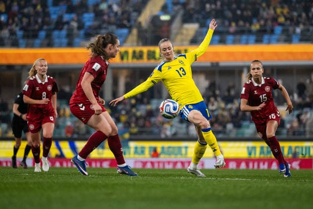 260414 Amanda Ilestedt of Sweden during the FIFA Women s World Cup Qualifier football match between Sweden and Denmark on April 14, 2026 in Gothenburg. Photo: Mathias Bergeld BILDBYRAN kod MB CS0928 fotboll football soccer fotball vm-kval kval fifa womens world cup qualifier qualifier sverige sweden danmark denmark dam bbeng women kvinner Copyright: MATHIASxBERGELD BB260414MB081