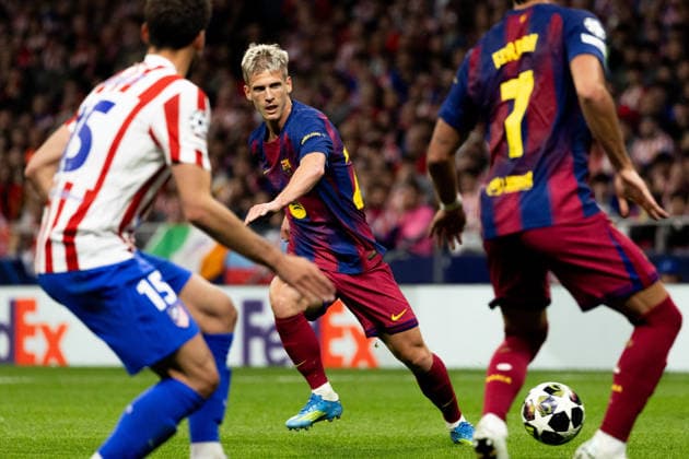 April 14, 2026, Barcelona, Barcelona, Spain: Dani Olmo of FC Barcelona, Barca in action during the UEFA Champions League Quarter Final second leg match between Atletico de Madrid and FC Barcelona at Riyadh Air Metropolitano on April 14, 2026 in Madrid, Spain. Barcelona Spain - ZUMAs316 20260414_znp_s316_044 Copyright: xMartixSeguraxRamonedax