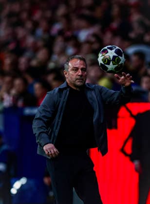 Atletico de Madrid CF vs FC Barcelona, Barca - UEFA Champions League - 14 04 2026 Hansi Flick head coach of FC Barcelona during the quarter-final second leg UEFA Champions League match between Atletico de Madrid and FC Barcelona at Riyadh Air Metropolitano Stadium on April 14, 2026 in Madrid, Spain. Madrid Spain Copyright: xPabloxGarcia PGSxPhotoxAgencyx
