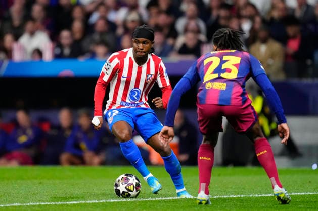 Atletico de Madrid v FC Barcelona, Barca - UEFA Champions League 2025 26 Quarter-Final Second Leg Ademola Lookman second striker of Atletico de Madrid and Nigeria during the UEFA Champions League 2025 26 Quarter-Final Second Leg match between Club AtlÃ tico de Madrid and FC Barcelona at Estadio Riyadh Air Metropolitano on April 14, 2026 in Madrid, Spain. Madrid Spain  Copyright: xJosexBretonx originalFilename:bretonhernandez-atletico260414_npRrK.jpg