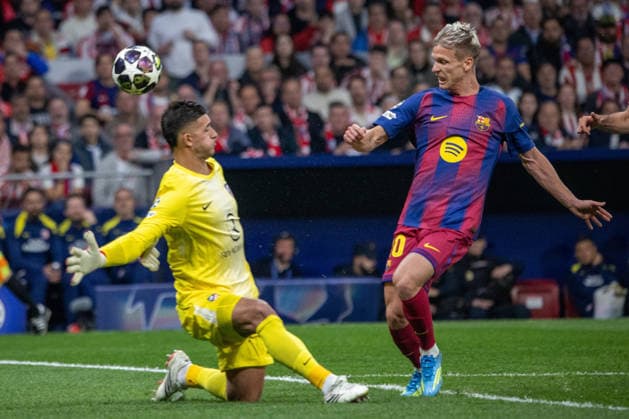 April 14, 2026, Madrid, Spain: Dani Olmo (R) of FC Barcelona, Barca seen in action during the UEFA Champions League quarter-final second leg match between AtlÃ tico de Madrid and FC Barcelona played at the Riyadh Air Metropolitano Stadium. Final score: AtlÃ tico de Madrid 1 - 2 FC Barcelona. AtlÃ Tico De Madrid Vs FC Barcelona In Madrid - 14 Apr 2026  - ZUMAs197 20260414_aaa_s197_129 Copyright: xDavidxCanalesx