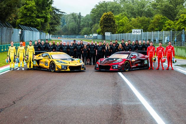 FIA WEC - 6 HOURS OF IMOLA 2026 33 CATSBURG Nicky (ned), EDGAR Jonny (gbr), McDONALD Blake (usa), TF Corvette Z06 GT3.R 33, LM GT3, 34 DEMPSEY Peter (irl), EASTWOOD Charlie (irl), YOLUC Salih (tur), Racing Team Turkey by TF, Corvette Z06 GT3.R 34, LM GT3, TF Sport, photoshoot, during the 6 Hours of Imola 2026, 1st round of 2026 FIA World Endurance Championship, from April 16 to 19, 2026 on the Autodromo Enzo e Dino Ferrari in Imola, Italy - ImolaItaly  Copyright: xDPPIx