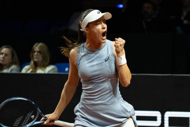Zeynep Sonmez (TUR) im Bild, Jubel, Emotion, Freude, Geste, GER, Zeynep Sonmez vs. Jasmine Paolini, Tennis, ATP, Tennis Herren Turnier, WTA, Tennis Damen 500, Porsche Tennis Grand-Prix, 15.04.2026, GER, Zeynep Sonmez vs. Jasmine Paolini, Tennis, ATP-Turnier, WTA 500, Porsche Tennis Grand-Prix, 15.04.2026, Stuttgart Copyright: xEibner-Pressefoto EdwardxCheungx EP_ECG