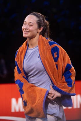 Zeynep Sonmez (TUR), Freude, Emotion, Erleichterung nach ihrem Sieg, GER, Zeynep Sonmez vs. Jasmine Paolini, Tennis, ATP, Tennis Herren Turnier, WTA, Tennis Damen 500, Porsche Tennis Grand-Prix, 15.04.2026, GER, Zeynep Sonmez vs. Jasmine Paolini, Tennis, ATP-Turnier, WTA 500, Porsche Tennis Grand-Prix, 15.04.2026, Stuttgart Copyright: xEibner-Pressefoto EdwardxCheungx EP_ECG