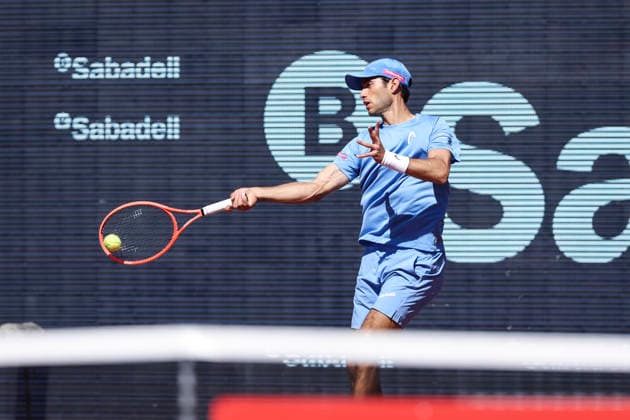 April 15, 2026, Barcelona, Barcelona, Spain: Nuno Borges of Portugal in action against Tomas Martin Etcheverry of Argentina during the Round of 16 tennis match of the Barcelona Open Banc Sabadell - Conde Godo 2026 Day 5 at Real Club de Tenis Barcelona on April 15, 2026 in Barcelona, Spain. Barcelona Spain - ZUMAa181 20260415_zaa_a181_118 Copyright: xJavierxBorregox