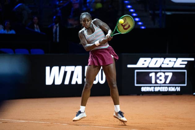 Alycia Parks (USA) im Bild am Ball, Alycia Parks (USA) vs Noma Noha Akugue (Deutschland), 1. Runde, GER, Porsche Tennis Grand Prix Stuttgart, WTA, Tennis Damen 500, 15.04.2026 GER, Porsche Tennis Grand Prix Stuttgart, WTA 500, 15.04.2026 Stuttgart Copyright: xEibner-Pressefoto Memmlerx EP_MMR