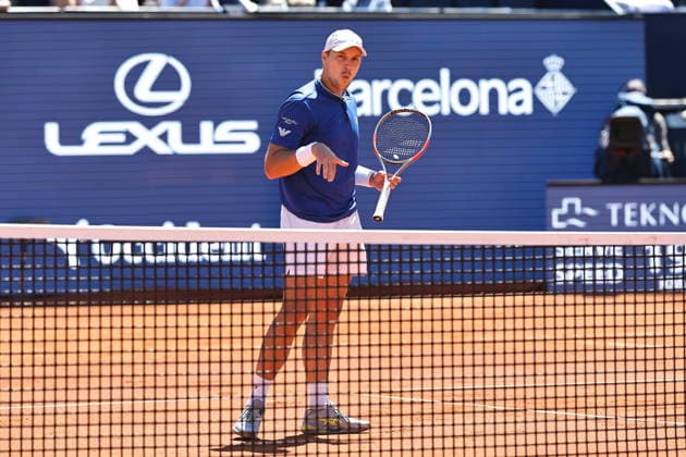 Hamad Medjedovic (SRB), APRIL 15, 2026 - Tennis : Medjedovic celebrate after a point during singles 2nd round match against Alex De Minaur on the Barcelona Open Banc Sabadell tennis tournament at the Real Club de Tenis de Barcelona in Barcelona, Spain. Noxthirdxpartyxsales  aflo_327027418