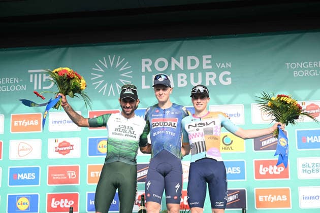 15-04-2026 Ronde Van Limburg; 2026, Soudal - Quick Step; 2026, Caja Rural - Seguros Rga; 2026, Nsn; Merlier, Tim; Gaviria Rendon, Fernando; Van Tricht, Floris; Tongeren; 