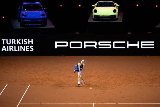 Mirra Andreeva (Russland) im Bild am Ball, Jelena Ostapenko (Lettland) vs Mirra Andreeva (Russland), 1. Runde, GER, Porsche Tennis Grand Prix Stuttgart, WTA, Tennis Damen 500, 15.04.2026 GER, Porsche Tennis Grand Prix Stuttgart, WTA 500, 15.04.2026 Stuttgart Copyright: xEibner-Pressefoto Memmlerx EP_MMR