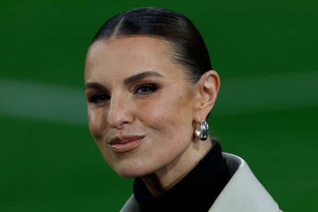 15.04.2026, xjrdrx, Fussball UEFA Champions League, FC Bayern Muenchen - Real Madrid v.l. Moderatorin Laura Wontorra (DAZN) (DFL DFB REGULATIONS PROHIBIT ANY USE OF PHOTOGRAPHS as IMAGE SEQUENCES and or QUASI-VIDEO) Muenchen