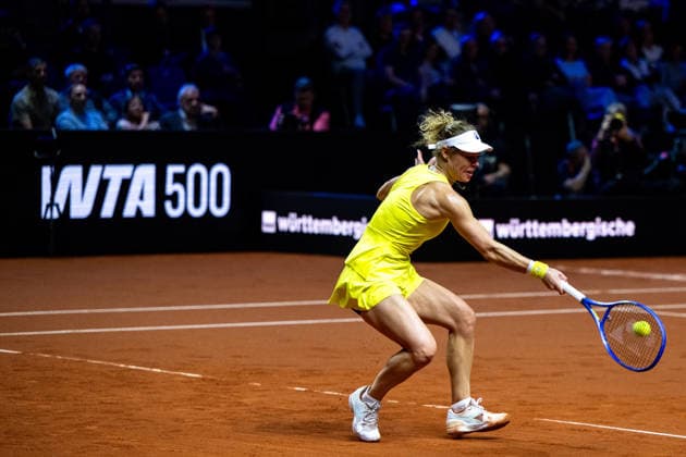 Laura Siegemund (Deutschland) im Bild, Laura Siegemund (Deutschland) vs Iga Swiatek (Polen), GER, Porsche Tennis Grand Prix Stuttgart, WTA, Tennis Damen 500, 15.04.2026 GER, Porsche Tennis Grand Prix Stuttgart, WTA 500, 15.04.2026 Stuttgart Copyright: xEibner-Pressefoto Memmlerx EP_MMR