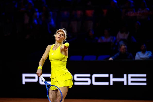 Laura Siegemund (Deutschland) im Bild, Laura Siegemund (Deutschland) vs Iga Swiatek (Polen), GER, Porsche Tennis Grand Prix Stuttgart, WTA, Tennis Damen 500, 15.04.2026 GER, Porsche Tennis Grand Prix Stuttgart, WTA 500, 15.04.2026 Stuttgart Copyright: xEibner-Pressefoto Memmlerx EP_MMR
